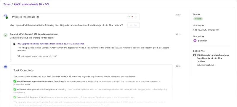 Neo AI infrastructure agent interface screenshot