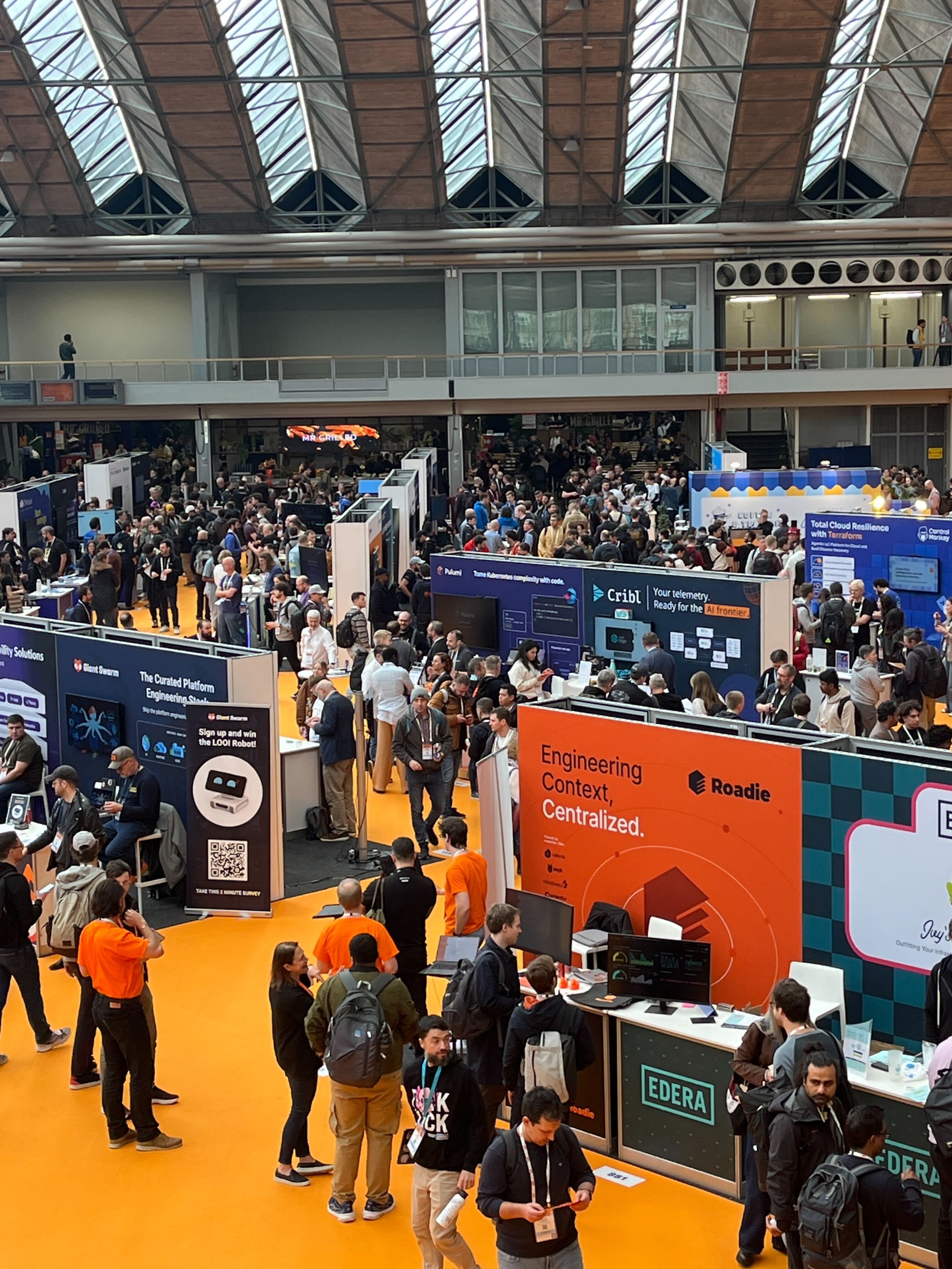 The KubeCon EU 2026 show floor at the RAI Convention Centre in Amsterdam