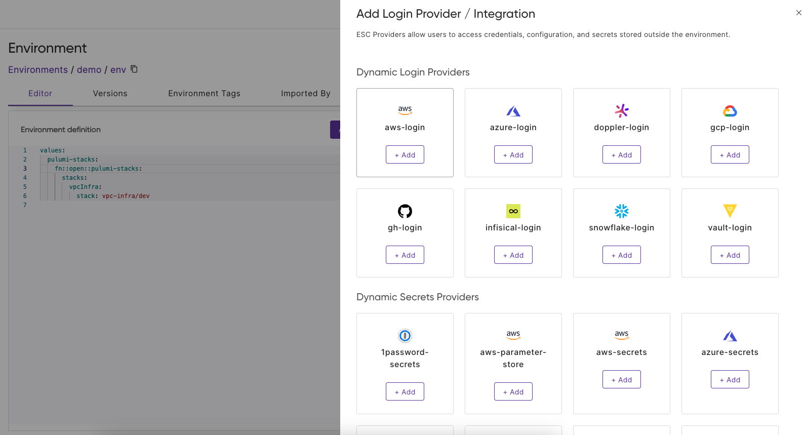 Screenshot of adding providers
