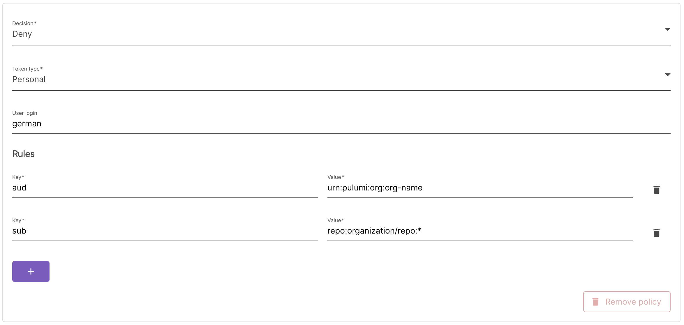 Sample github policies