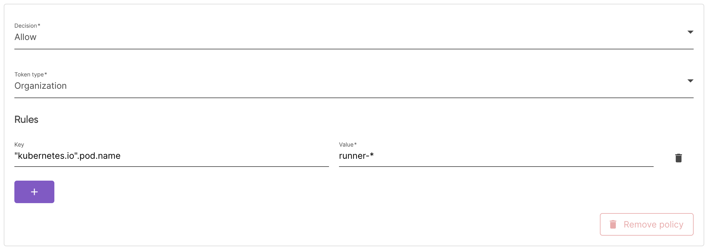Kubernetes policy example
