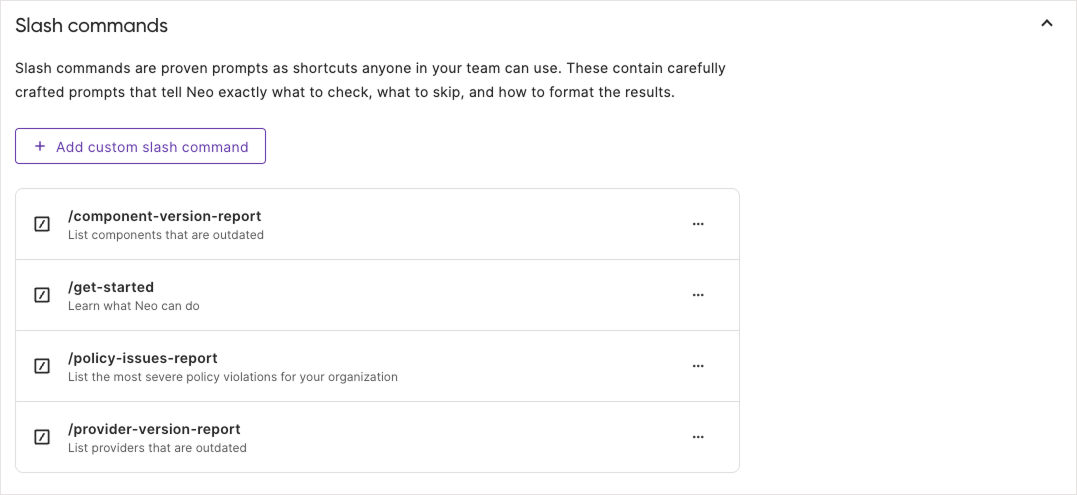 Slash Commands configuration