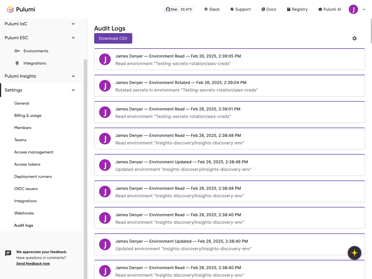 View ESC audit logs in the ESC console
