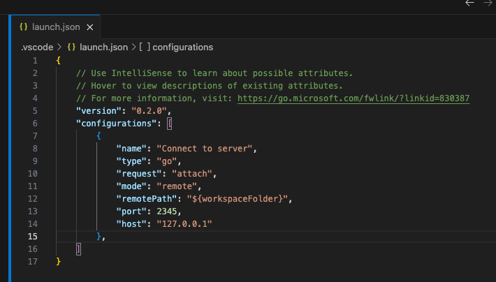 Screenshot of VS Code configuration for debugging providers