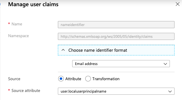 Manage Name Identifier Format