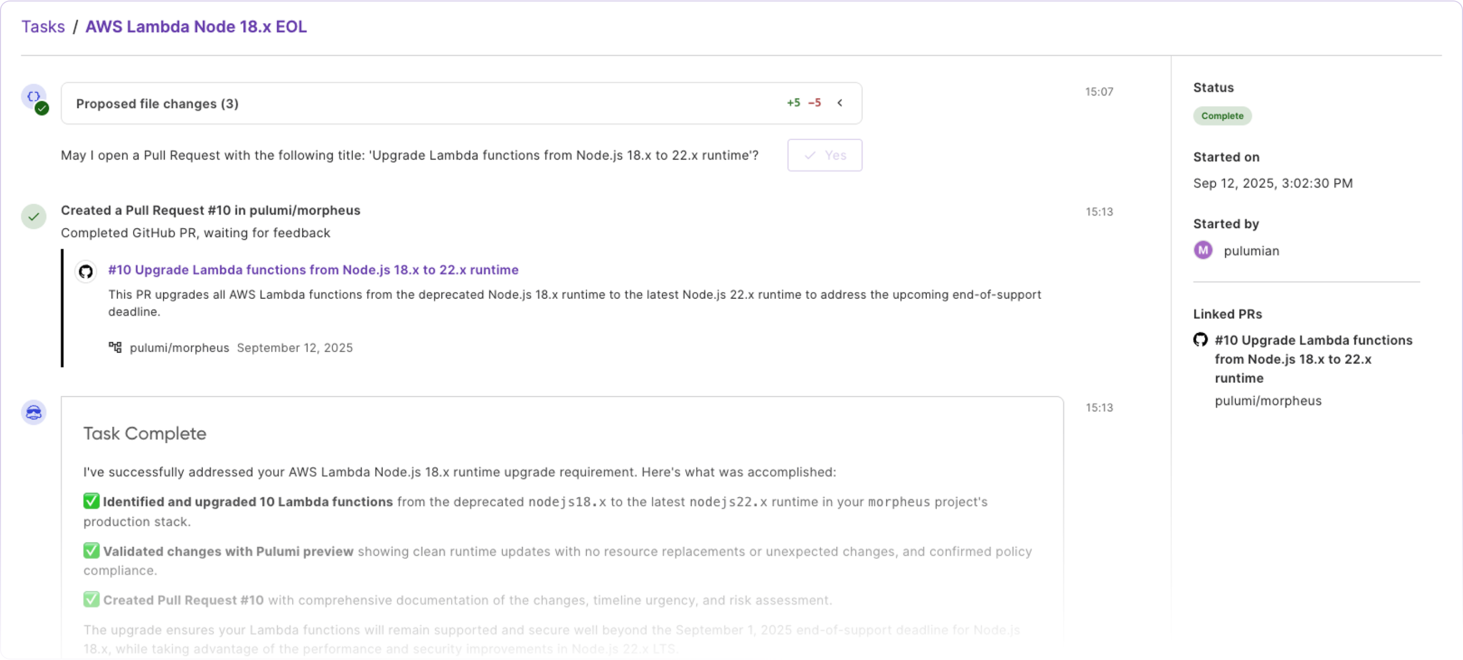 Neo AI infrastructure agent interface screenshot